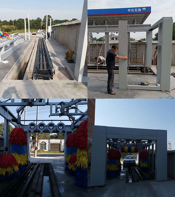 精簡縮短隧道9刷洗車設備9.M 自動洗車機安裝調(diào)試現(xiàn)場…